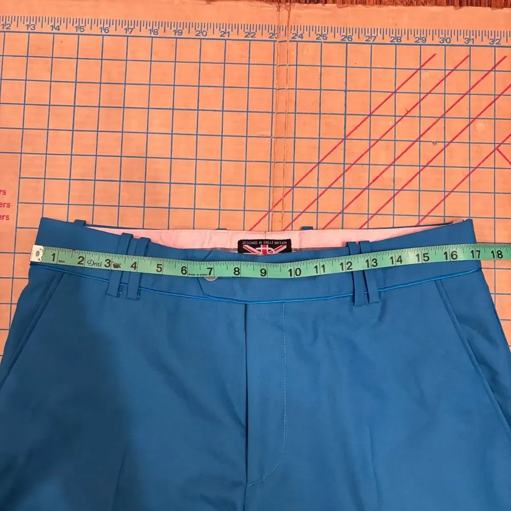 IJP Design Ian Poulter Golf Trousers Teal‎ Vibrant Blue Mens 34 *FLAW